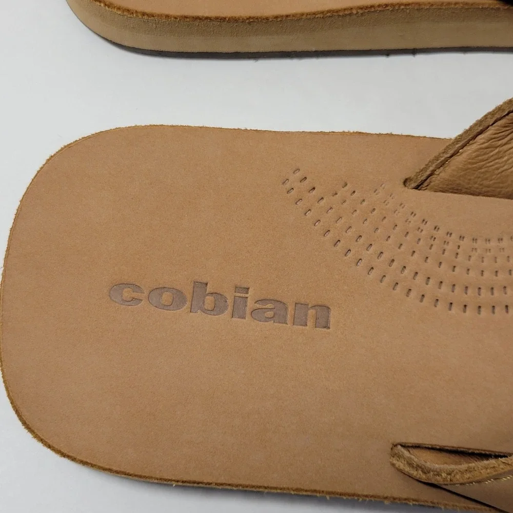 Cobian Lazo Flip Flop Sandals Men Size 11 CAMPO DEL SOL Tan Leather Arch Support